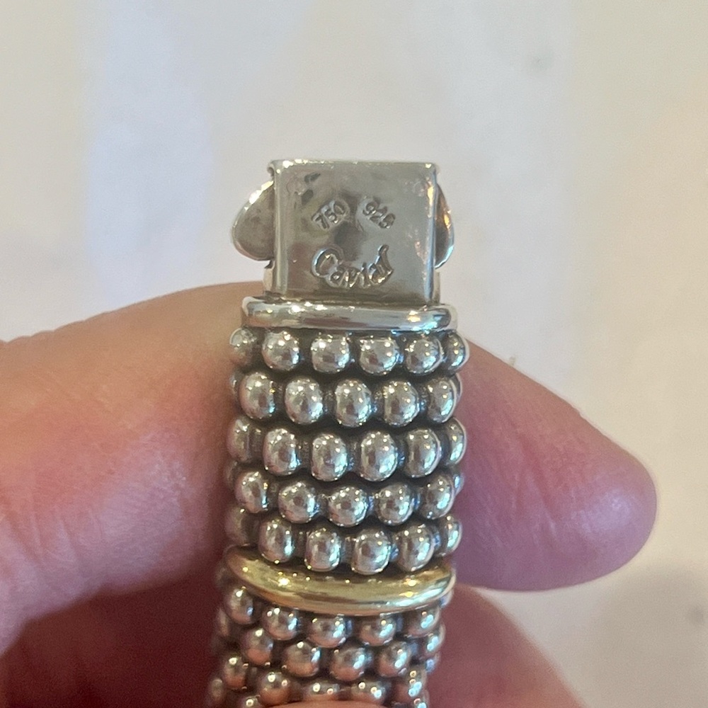 LAGOS Silver Beaded Bracelet with Gold Bands - Picture 9 of 11